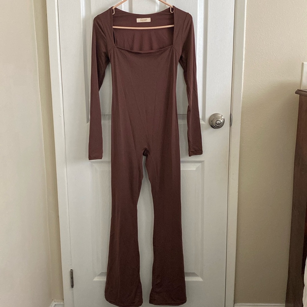 Qinsen Body Suit Flare Bottom Long Sleeve